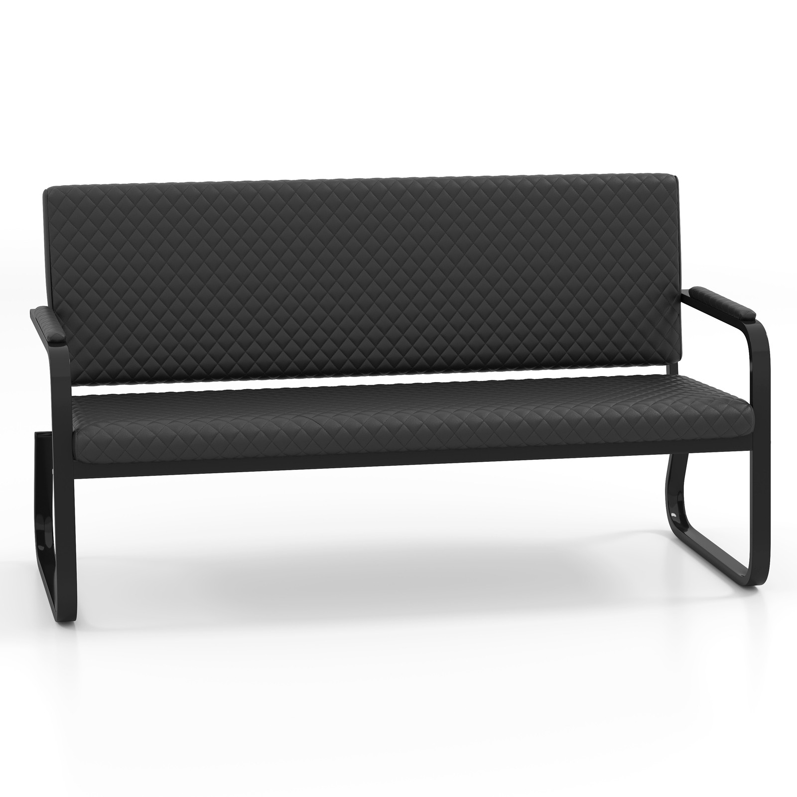 Black Waiting Chair Guest Reception Seating Bench Barbershop Beauty Salon Office