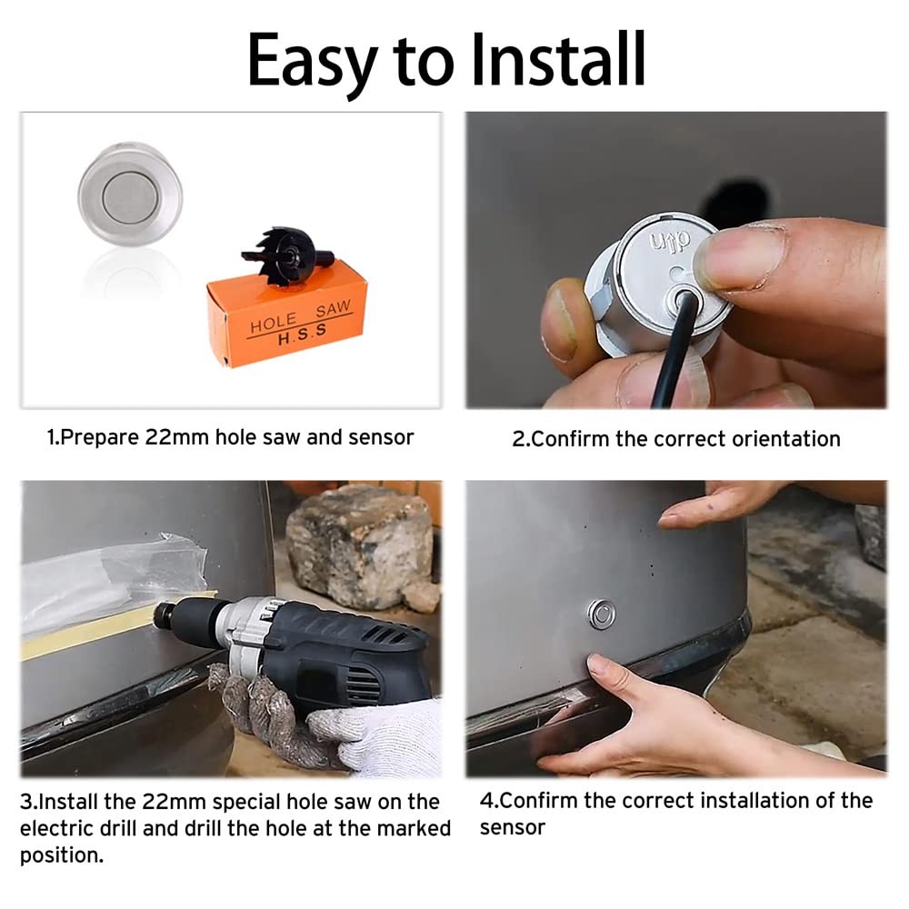 Wireless Car Parking Sensor, Reverse Radar System with 4 Parking Sensors, Wir...
