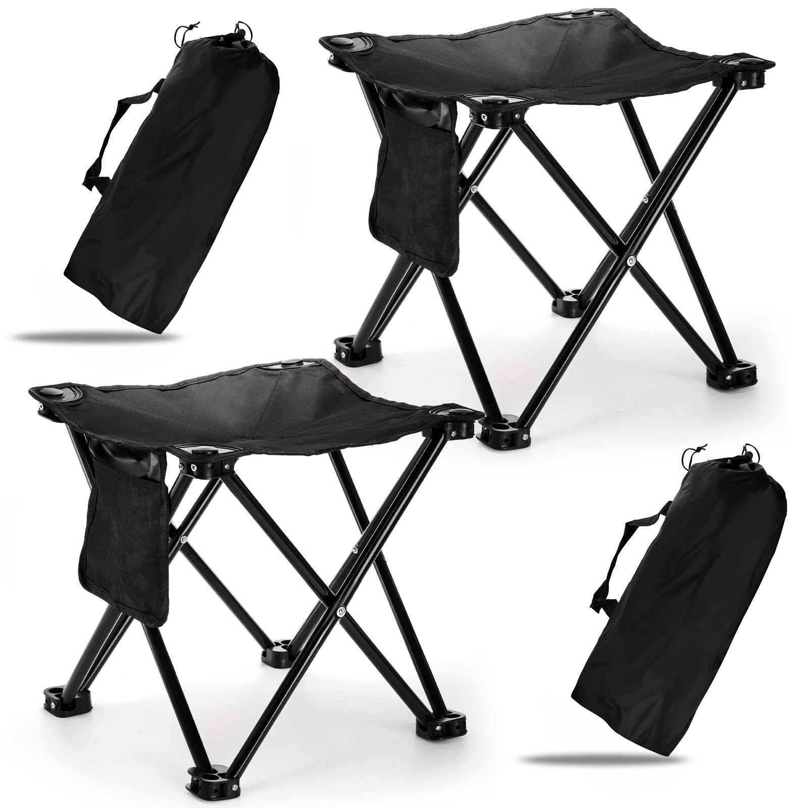 2 Pack Camping Stool, 13 Inch Compact Camping Chair Portable, Lightweight Fol...