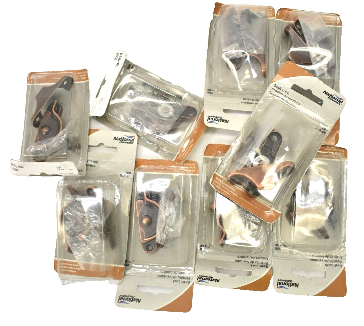 Lot of 9 National Hardware Sash Lock Antique Bronze Finish N335-406 Traditional