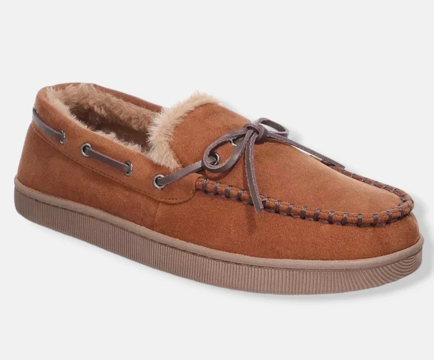 New Mens Club Room Tan Metal Eyelet Slip-On Moccasin Slippers Shoes NIB