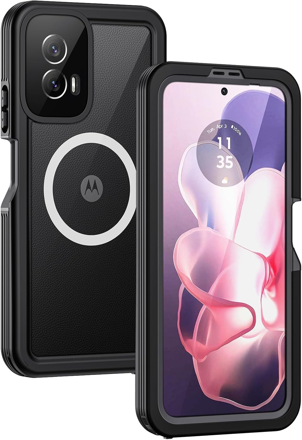 Lanhiem for Moto G Power 5G 2024 Case, IP68 Waterproof Dustproof Case Black