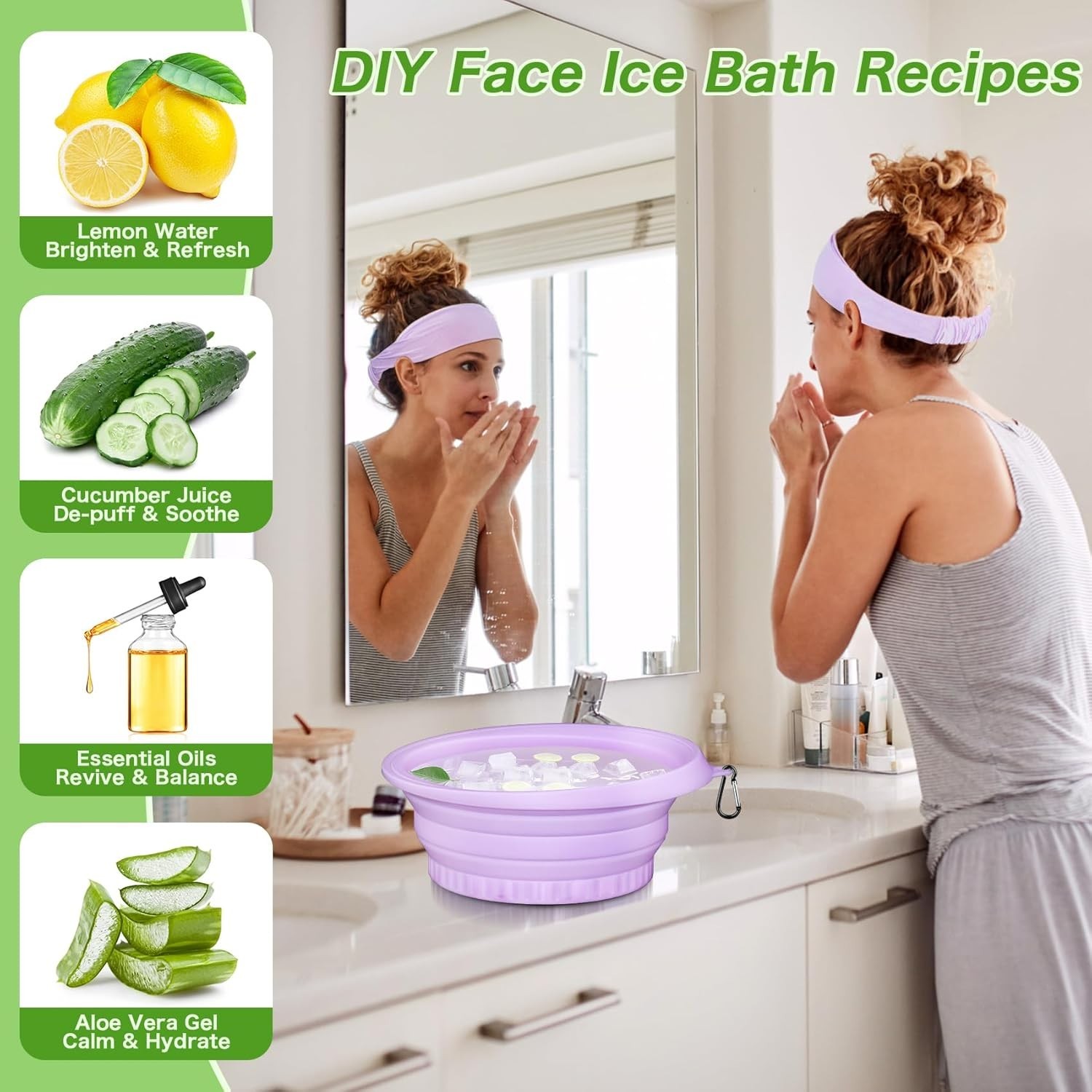 Foldable Ice Bowl with Built-In Ice Tray – Silicone Facial Ice Bath