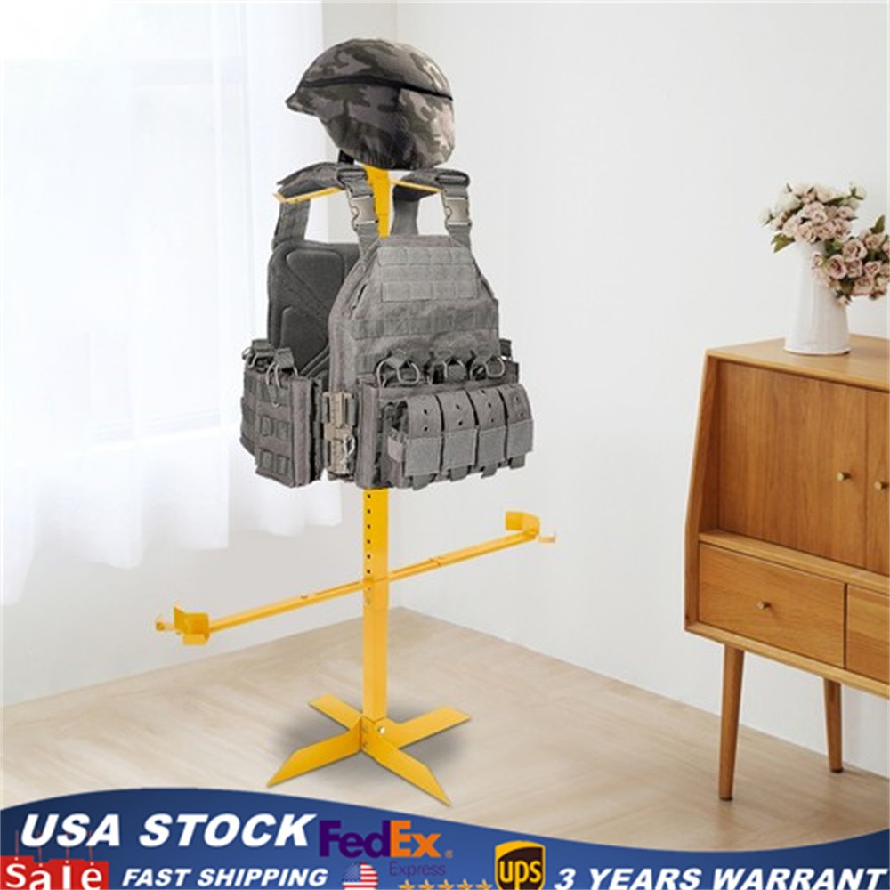 Heavy Duty Military Equipment Gear Stand Helmet Vest Belt Display Rack Gold