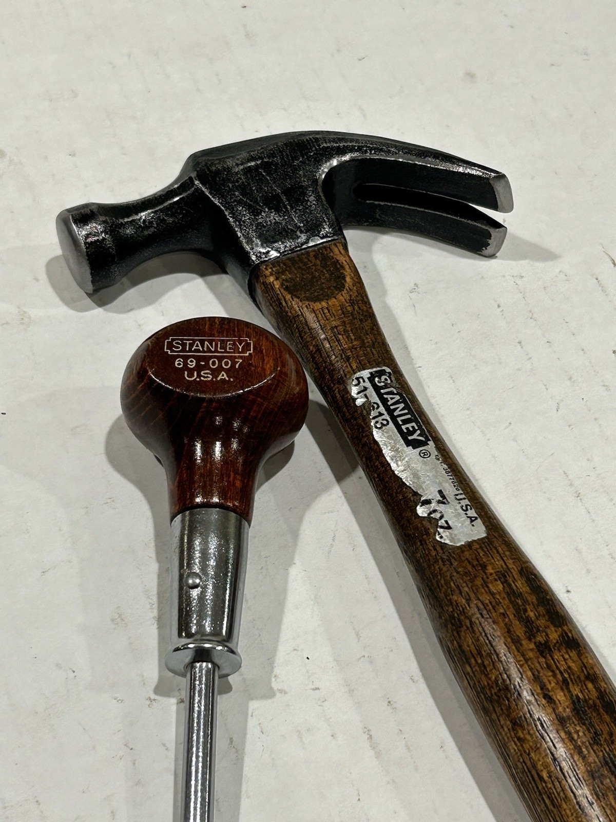 Vintage Stanley 7 oz. Claw Hammer & Scratch Awl Woodworking USA