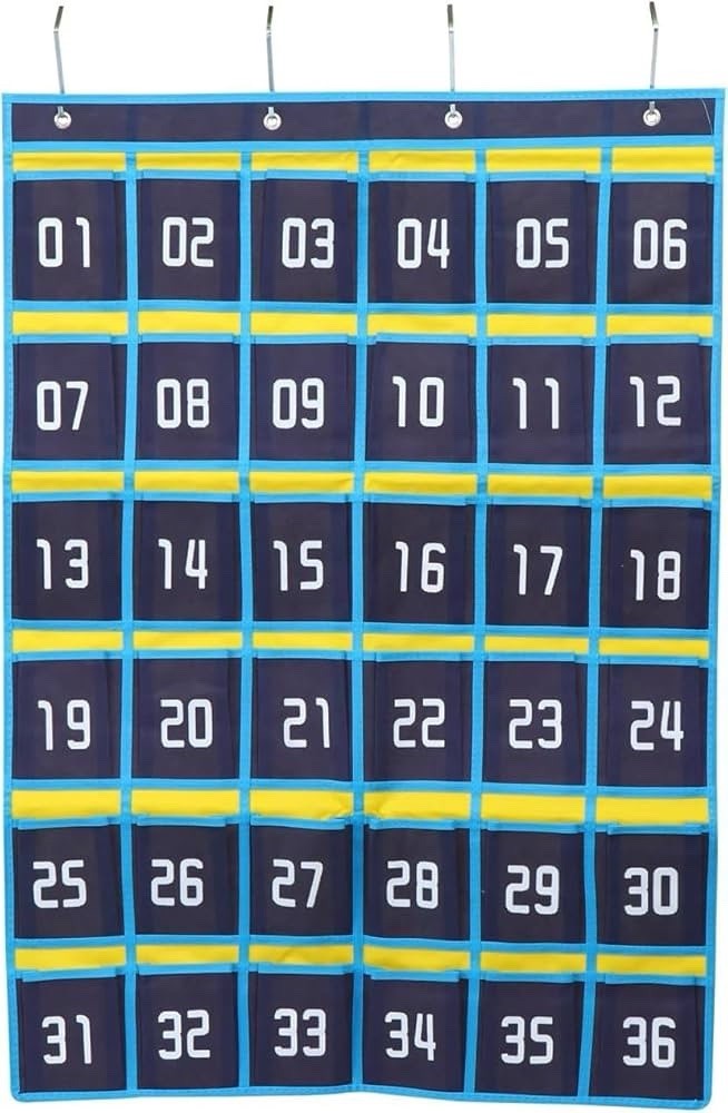 Loghot Numbered Classroom Sundries Closet Pocket Chart for Cell 36 Pockets