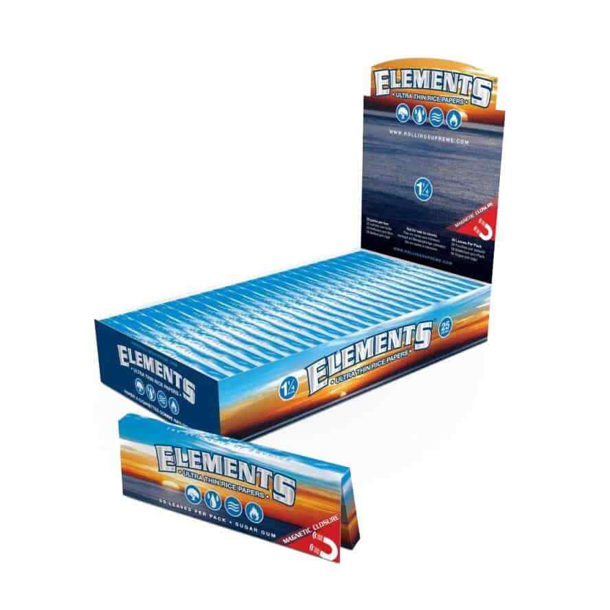 ELEMENTS 25 Pack 1 Box Elements 1 1/4 (1.25) Rolling Paper Ultra Thin Rice