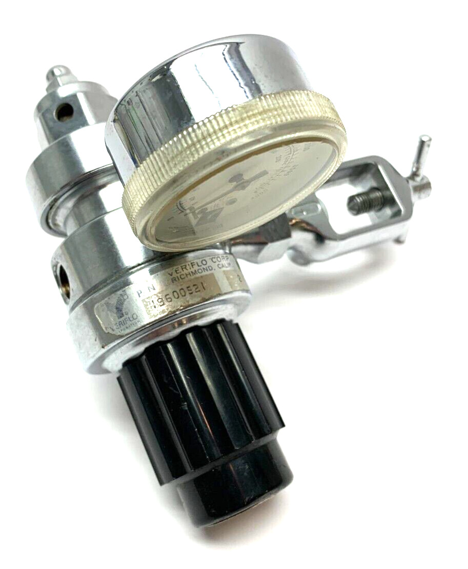 Veriflo Corp. 19600521 Gas Regulator w/Veriflo U.S. Guage 32939 and Pin Yoke