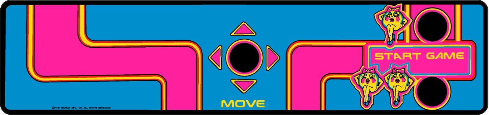 Ms Pac Man Arcade Cabinet CPO Control Panel Overlay Decal