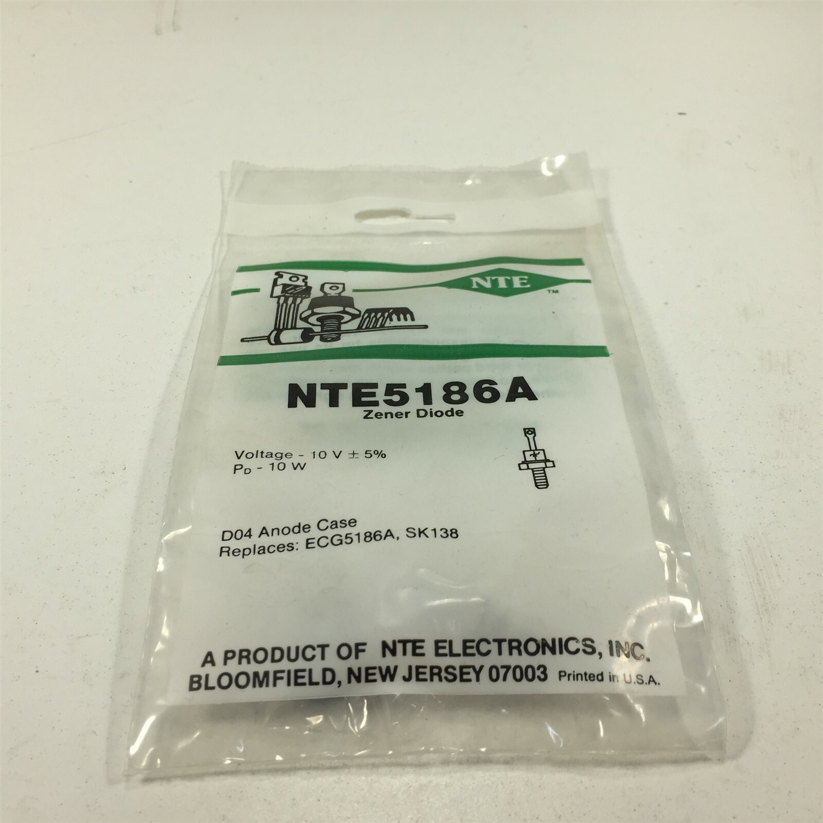 (1) NTE NTE5186A Zener Diode, 10 Watt