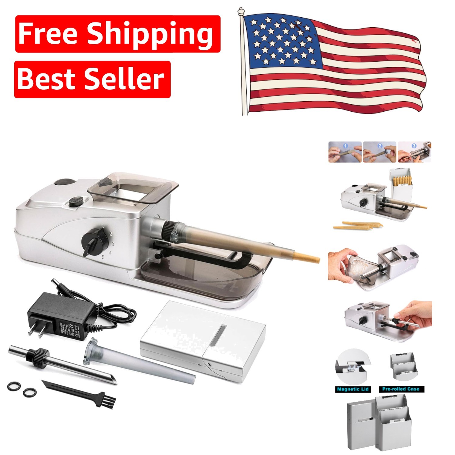 Stainless Steel Electric Cone Loader - Effortless Pre-Rolling Machine