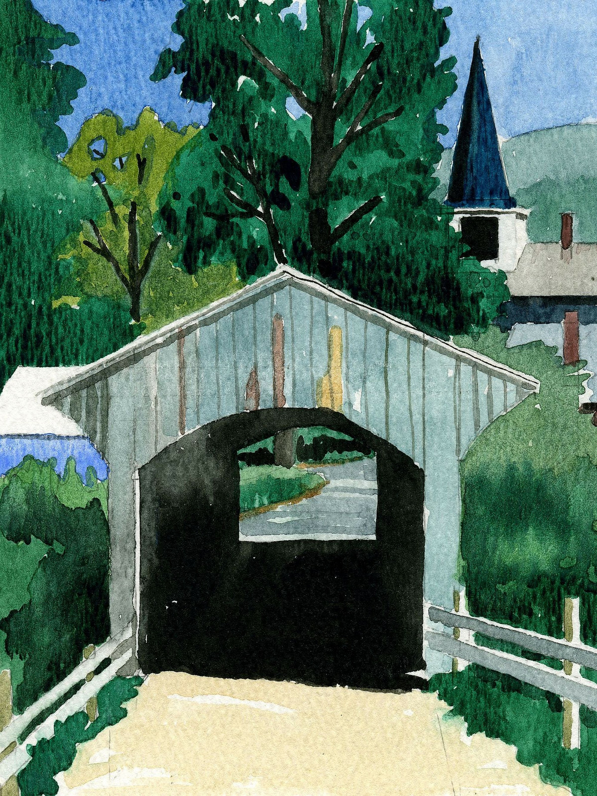 Church Street Covered Bridge, Waterville, Vermont. Peter Mason art notecards