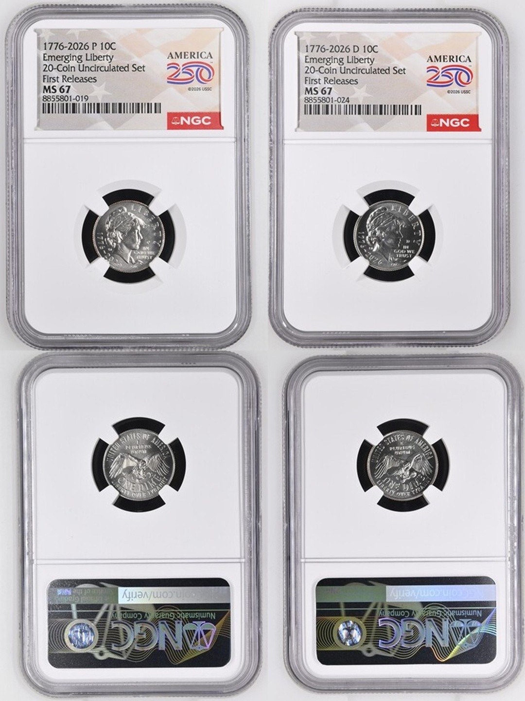 2026 P & D Emerging Liberty Dime Set 10c NGC MS 67  FIRST RELEASES 250 LABEL