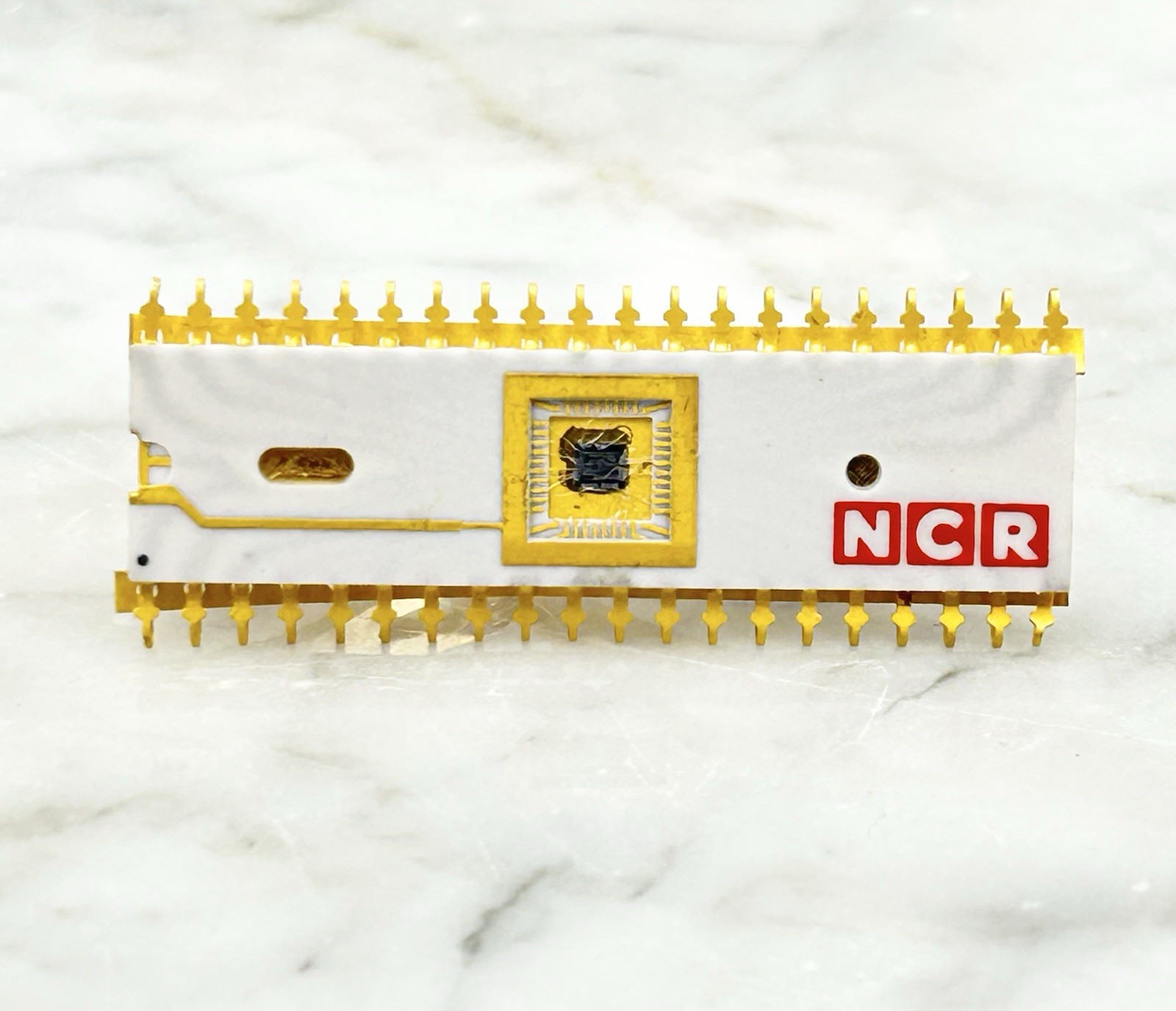 Rare NCR National Cash Register Computer Chip Tie Clip Promotion Gold Plate 70’s