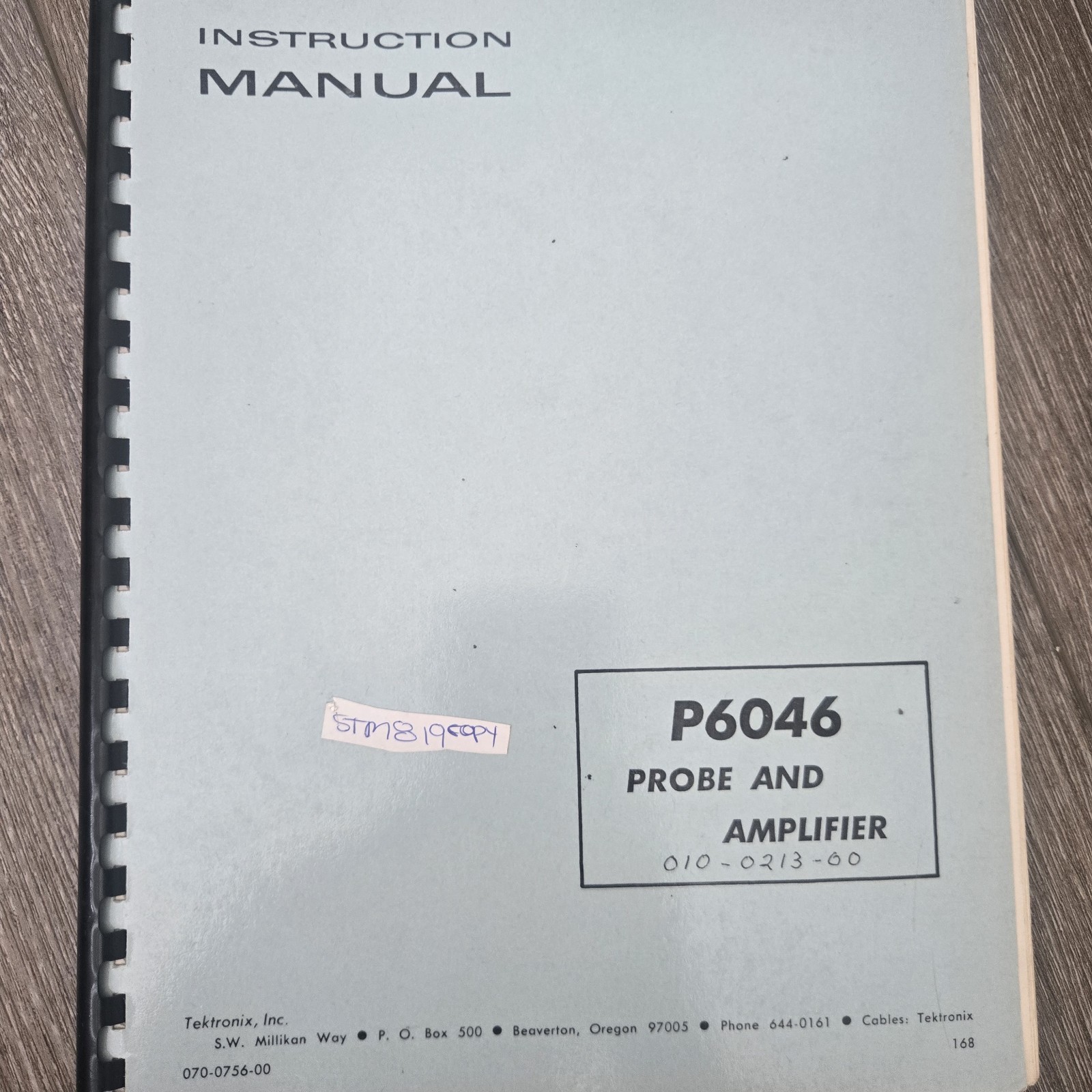 Tektronix Instruction Manual P6046 Probe And Amplifier
