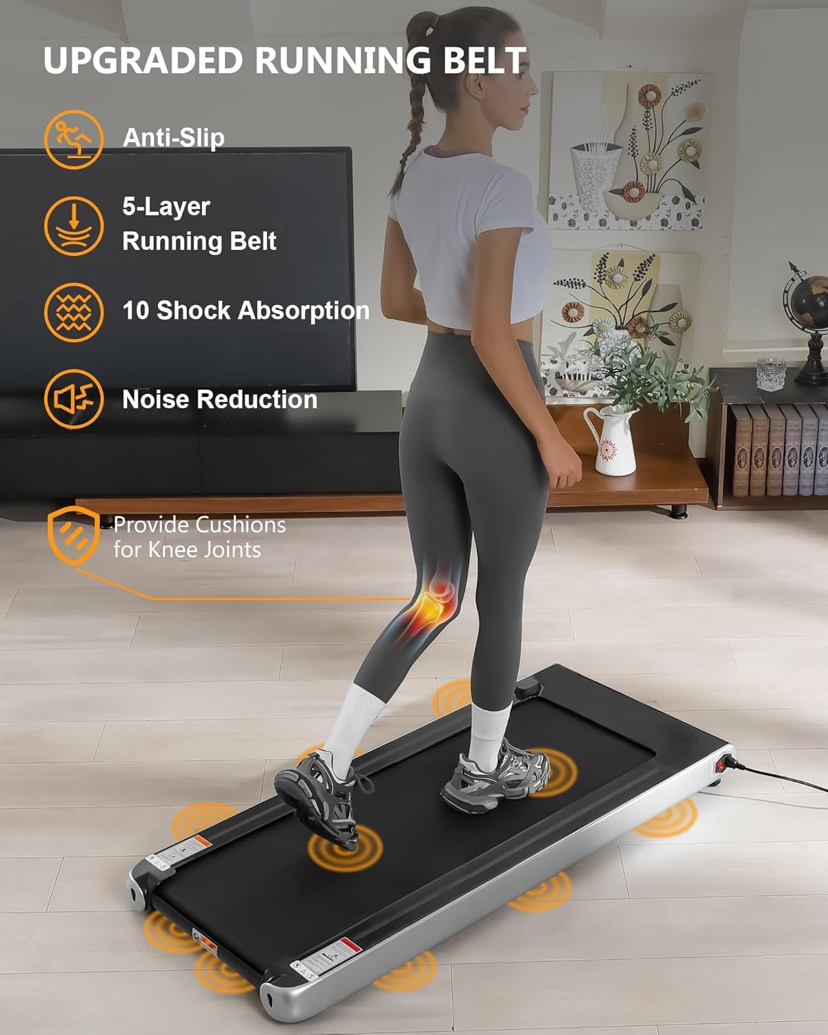 Folding Treadmill,Portable Treadmill With LCD Display & Pulse Detection for Home