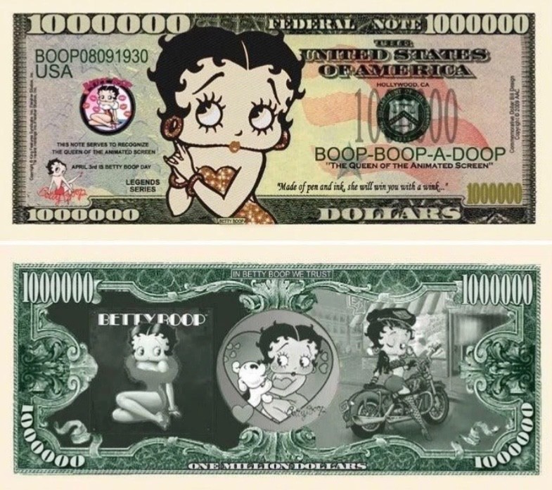 50 Pack Betty Boop Pinup Cartoon Money Collectible Novelty 1 Million Dollar Bill