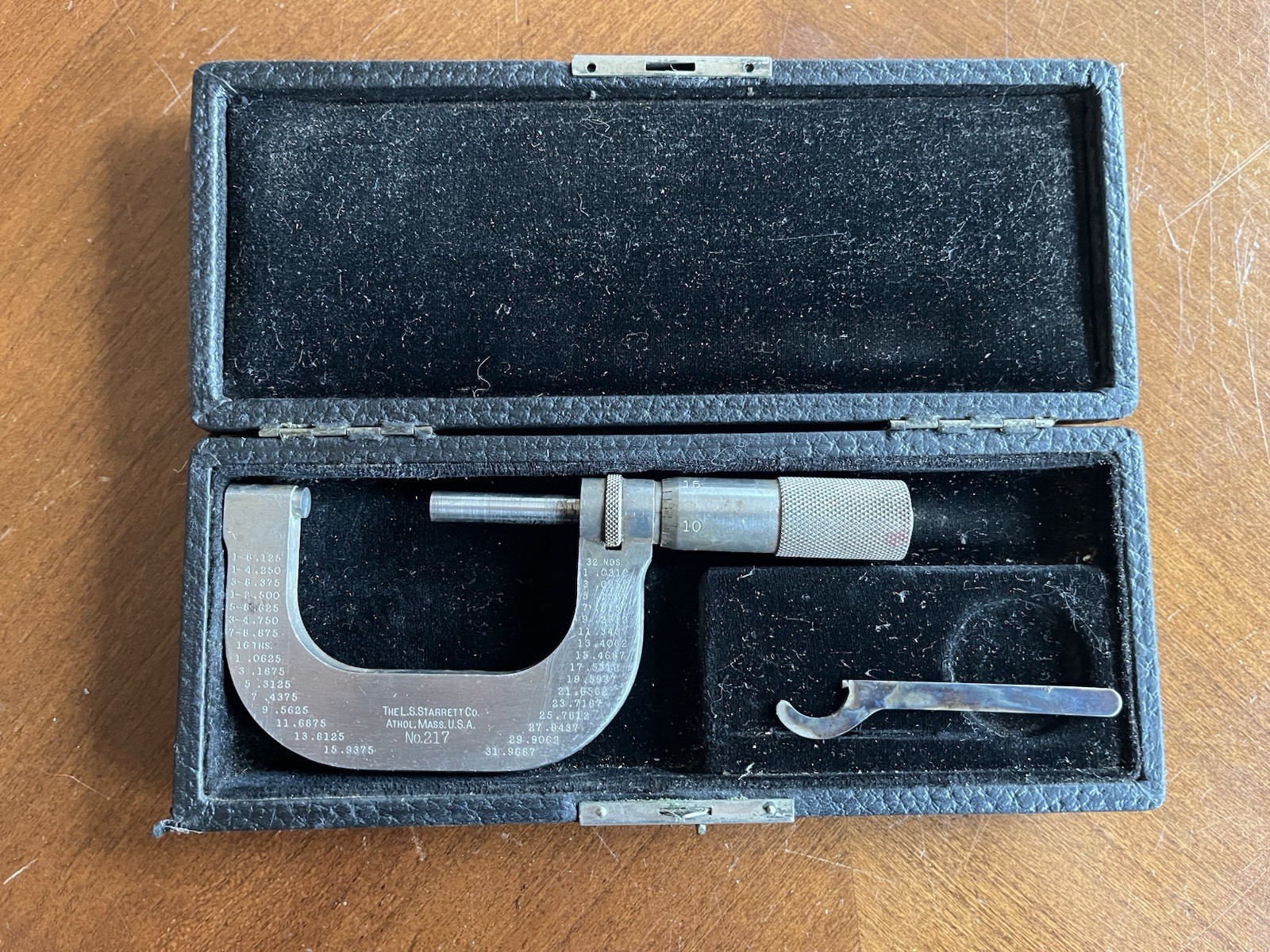 Vintage Starrett No. 217 & 201 Outside Micrometer Gauge w/ Case Tools