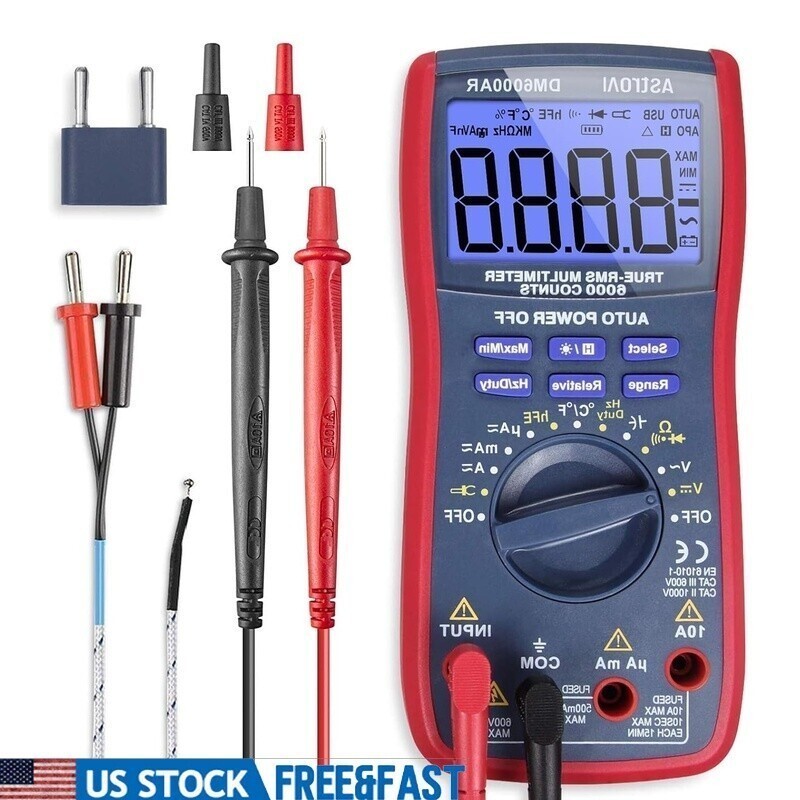 Digital Multimeter & Analyzer TRMS 6000 Volt Meter Ohmmeter Auto-Ranging Tester