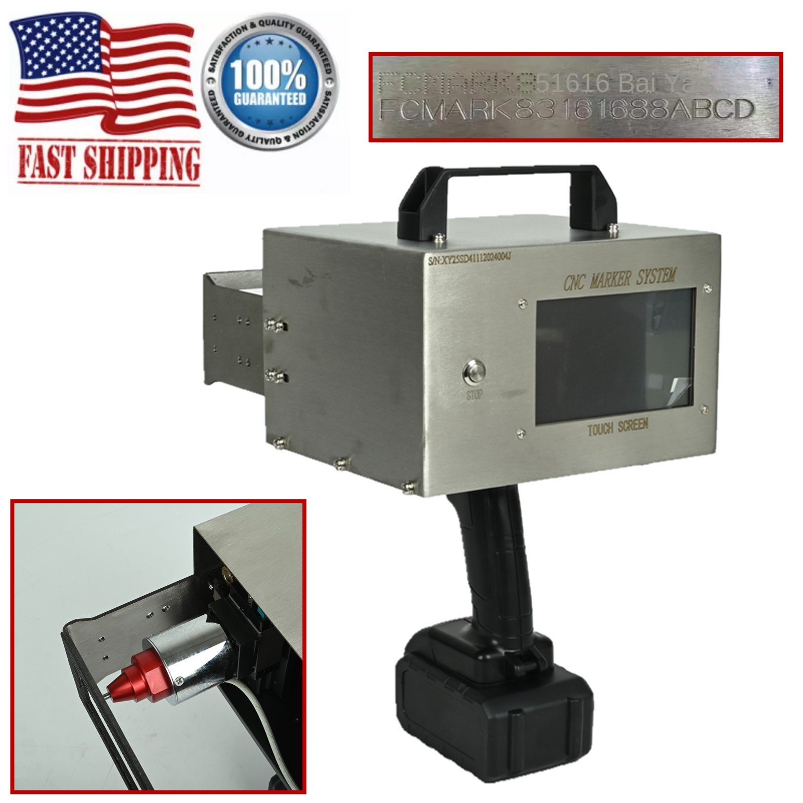 Portable Metal VIN Code Engraving Printer Touch Screen Dot Peen Marking Machine
