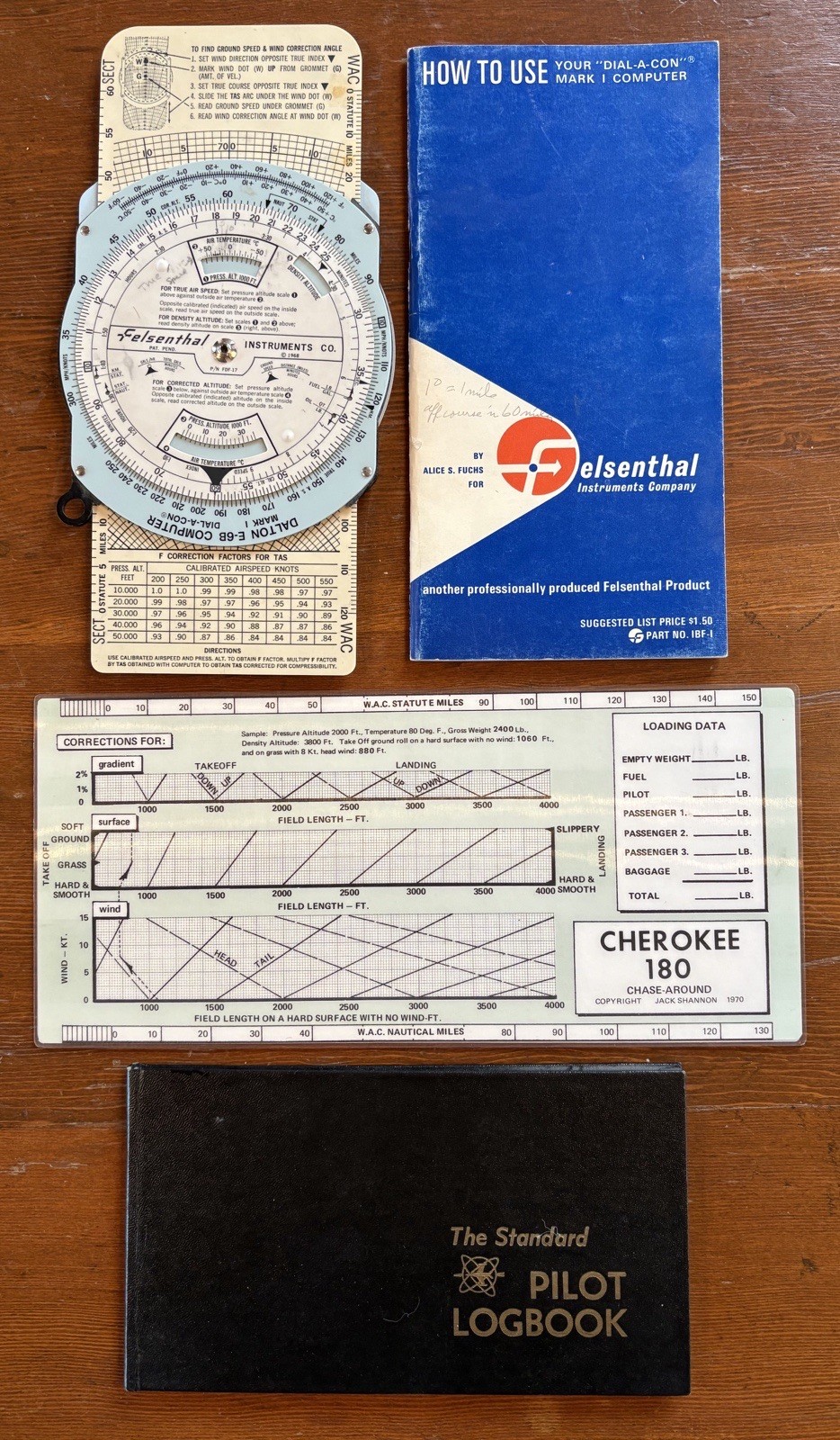 Lot 4 Vintage 1960s Aviation Instruments Felsenthal Dial-A-Con Logbook Computer