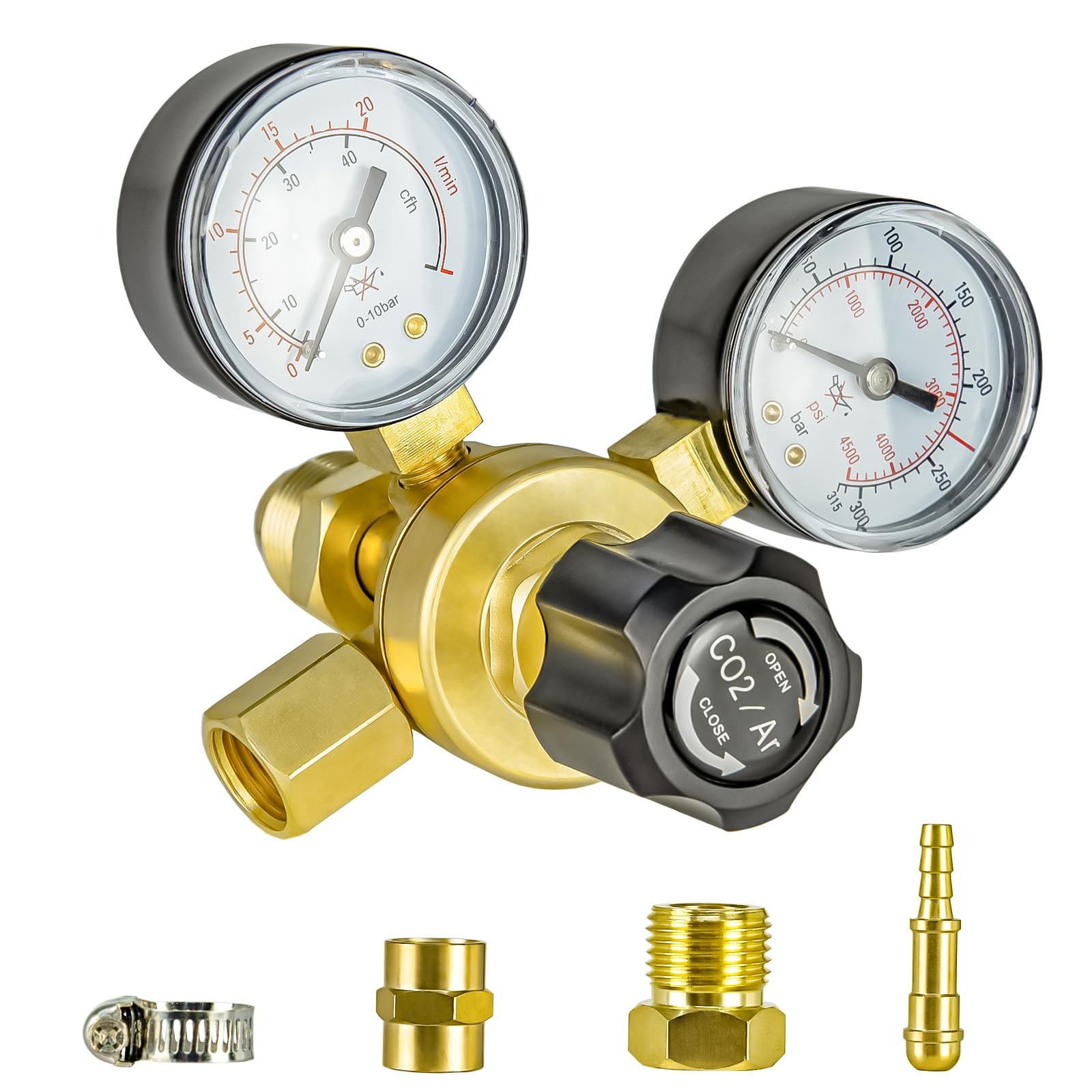 CO2 Argon Regulator Gauges Gas Welding, 0-4500PSI Argon Gas Regulator for Mig...