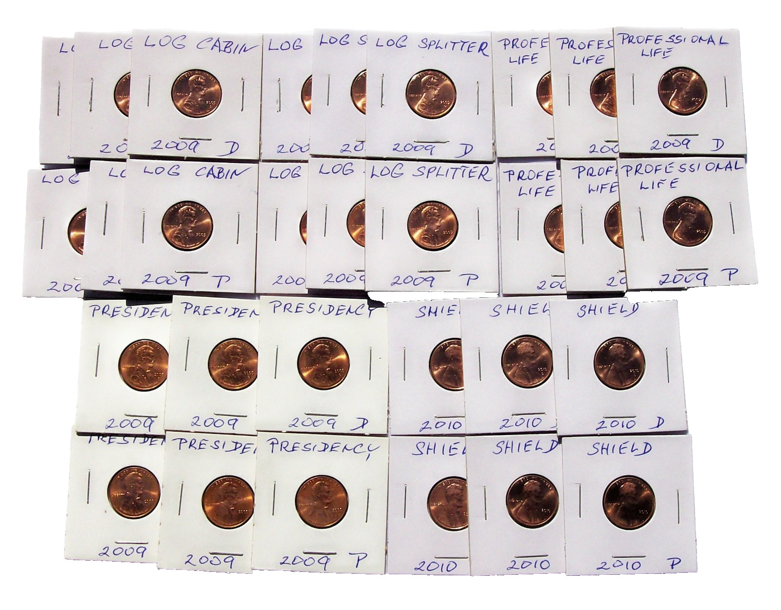 Lot of Thirty - 2009 & 2010 Lincoln Cents from Log Cabin - Shield Cents