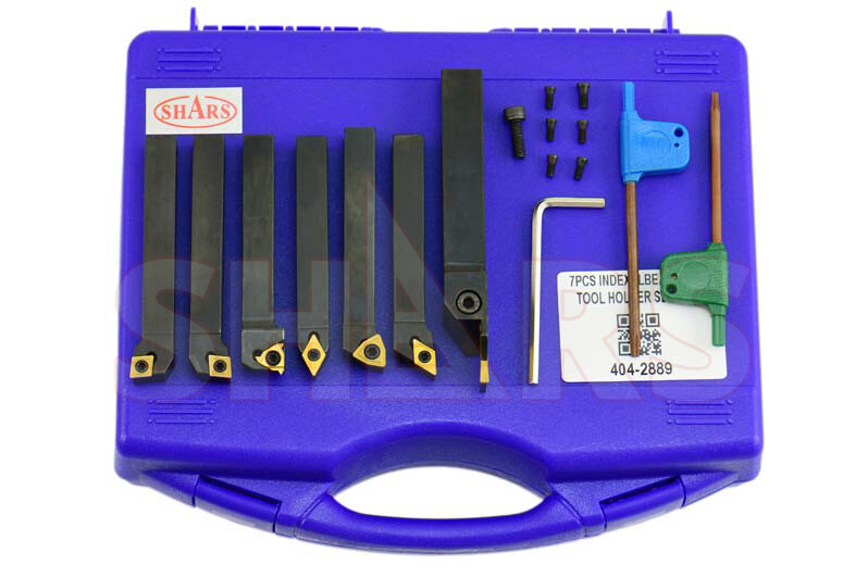 Shars 7PCS 3/8" Indexable Turning Threading Lathe Tool + Insert S]