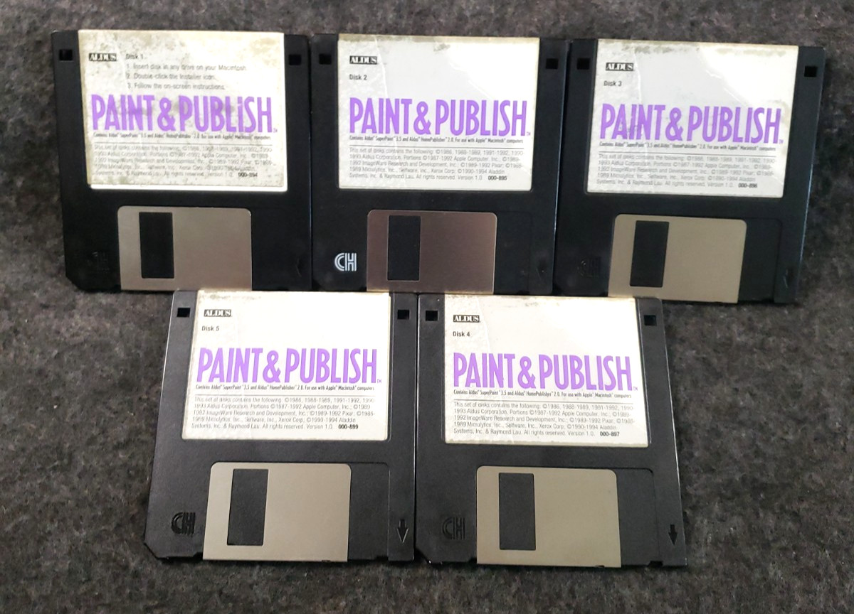 Paint & Publish for Macintosh Software 3-1/2" disks vintage Mac software (C19B2)