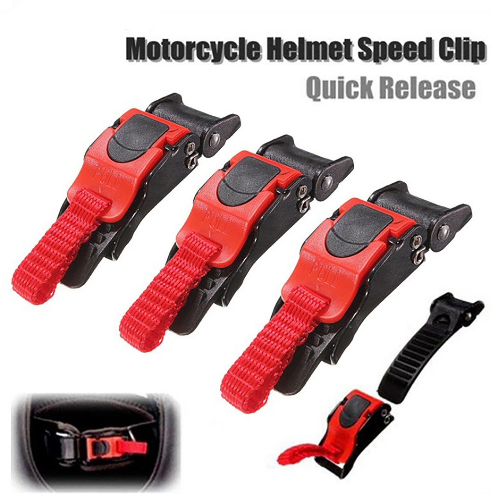 3Set Chin Strap Safety Buckle Clip Motorcycle Bike Helmet Quick Release Buckle