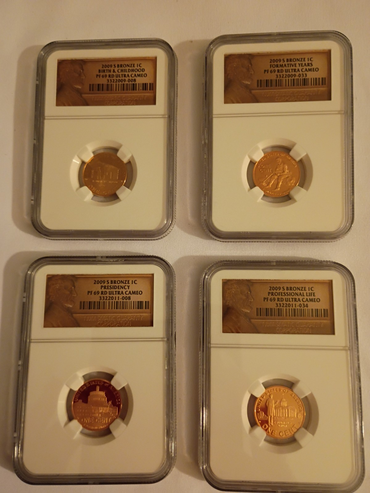 2009-S Lincoln Bicentennial 4-Coin Bronze Proof Set NGC PF69 RD Ultra Cameo