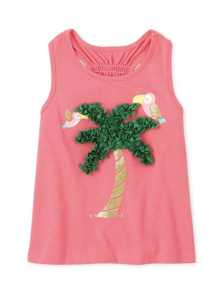 children's place new tags 3t toddler girl Glitter Bird Tree Pink Sleeveless Top