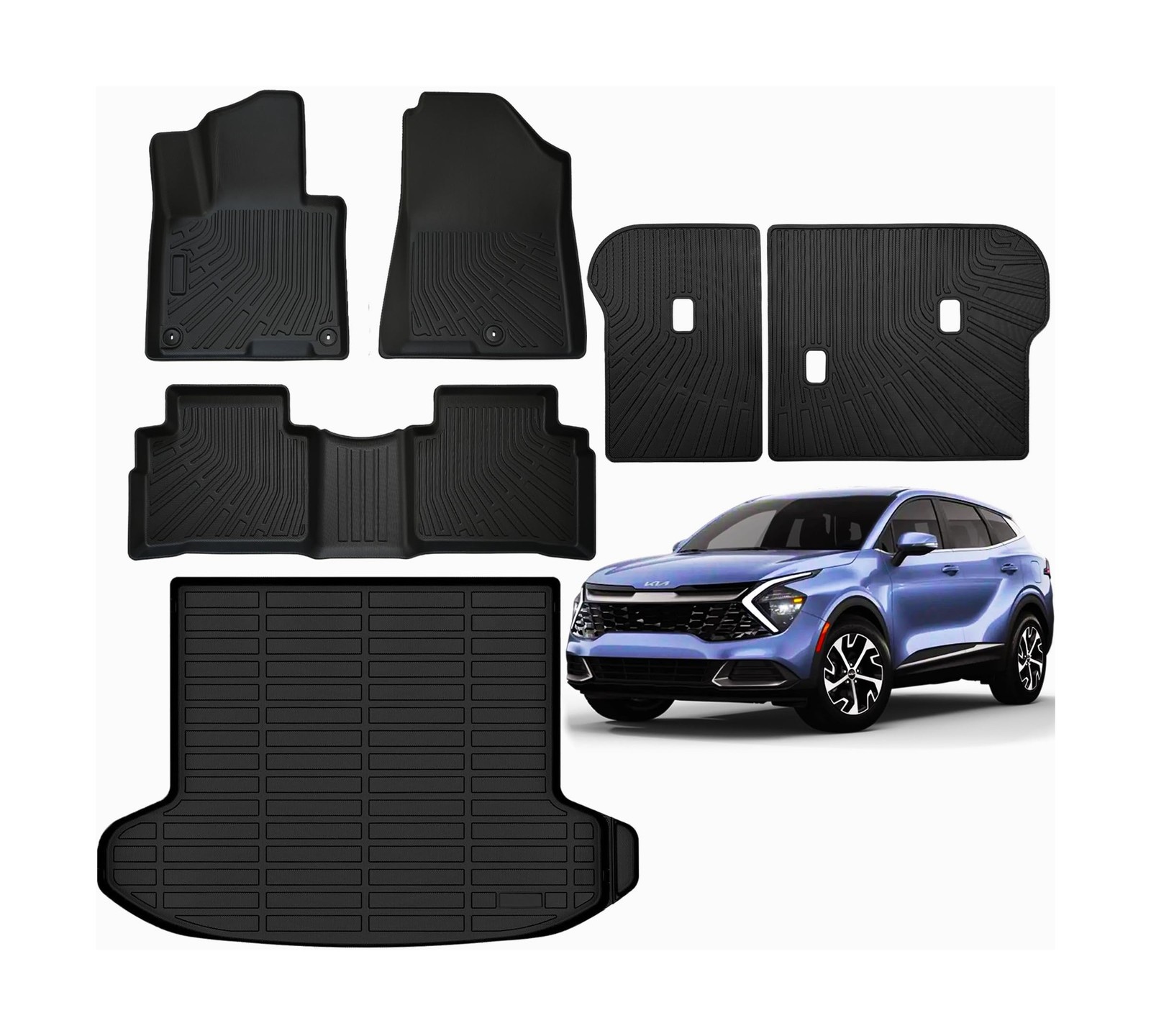 Car Floor Mats for 2026 2025 2024 2023 Kia Sportage Gas All Weather | Cargo L...