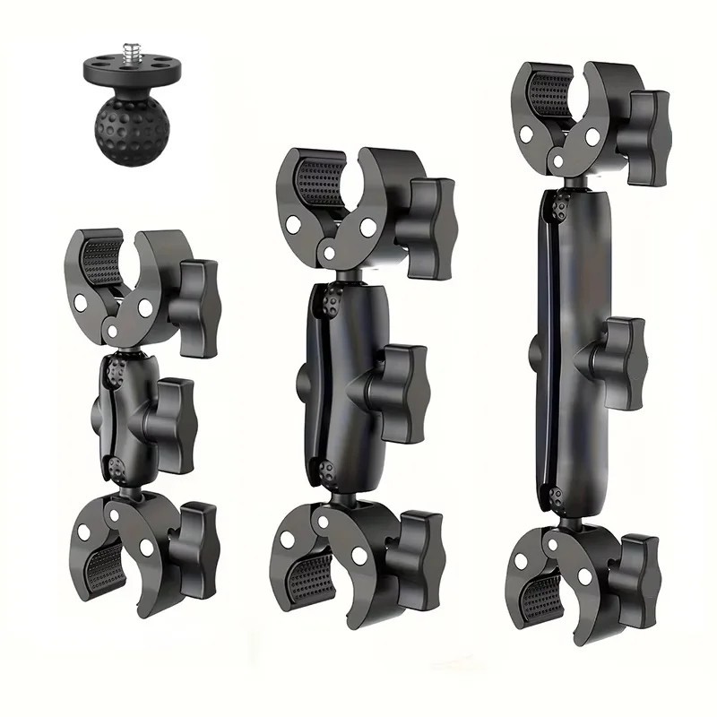 Motorcycle Handlebar Double Clamp Camera Mount for GoPro Insta360 DJI