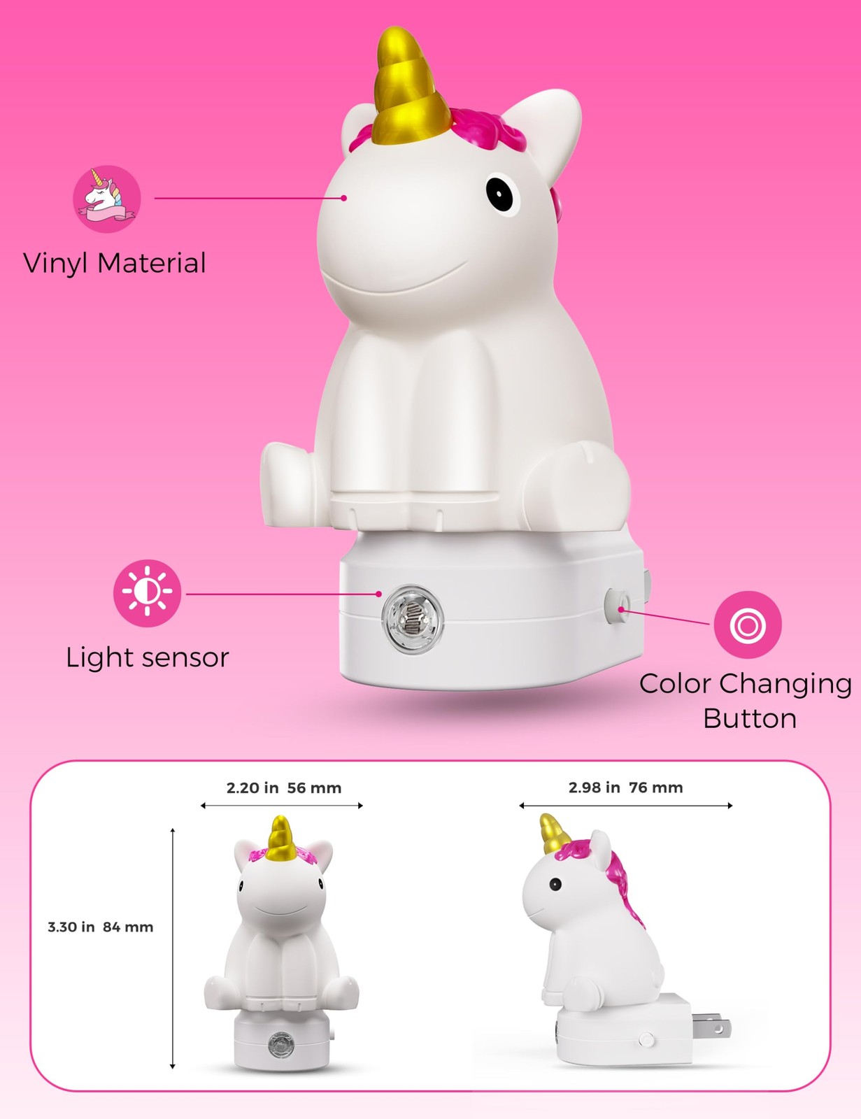 Plug-in Night Light for Kids, Cute Color Changing LED Night Light with Dusk t...
