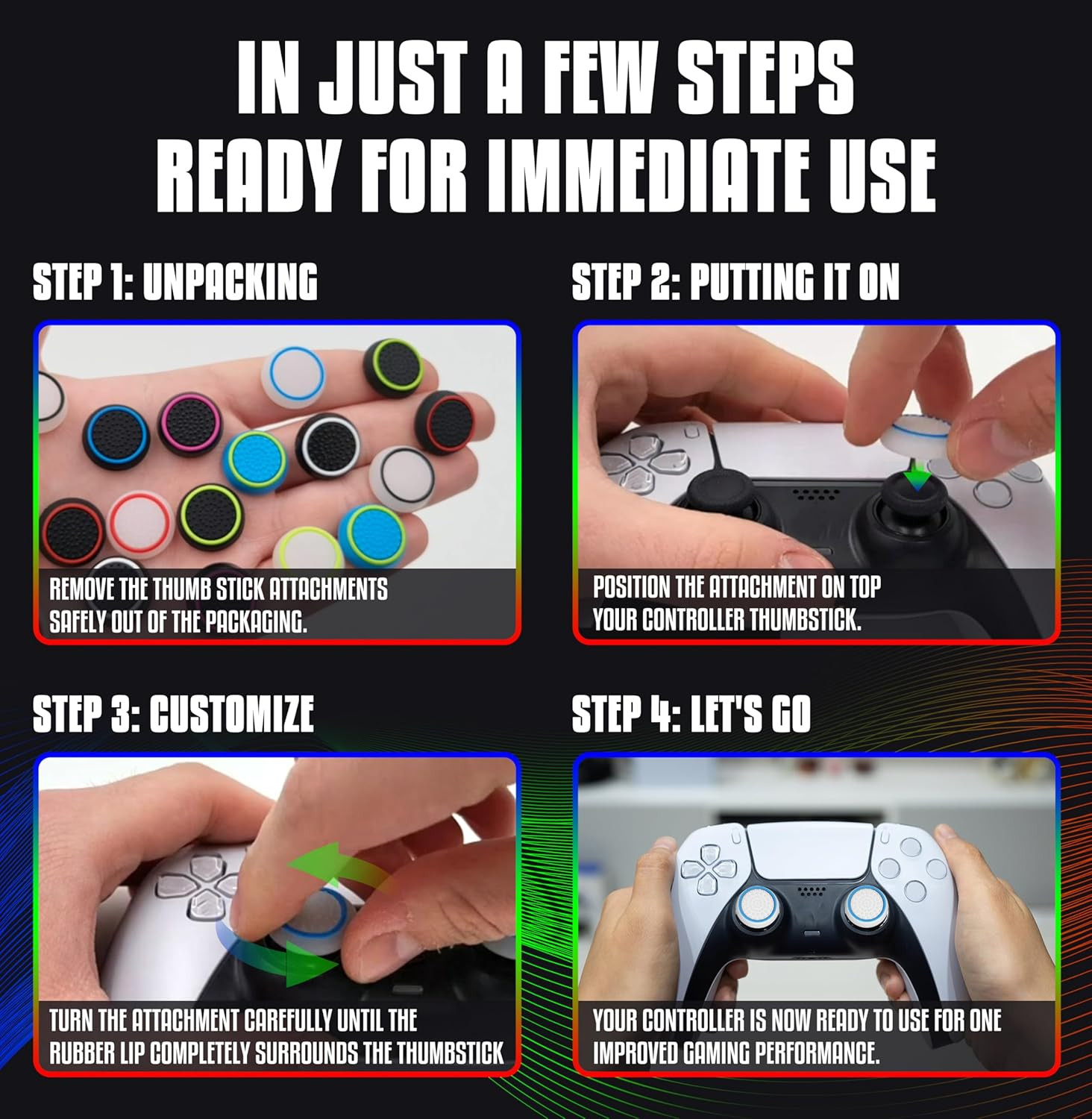 Matosan 20 Thumbstick Grip Caps – Universal Silicone Controller Covers – Enhance