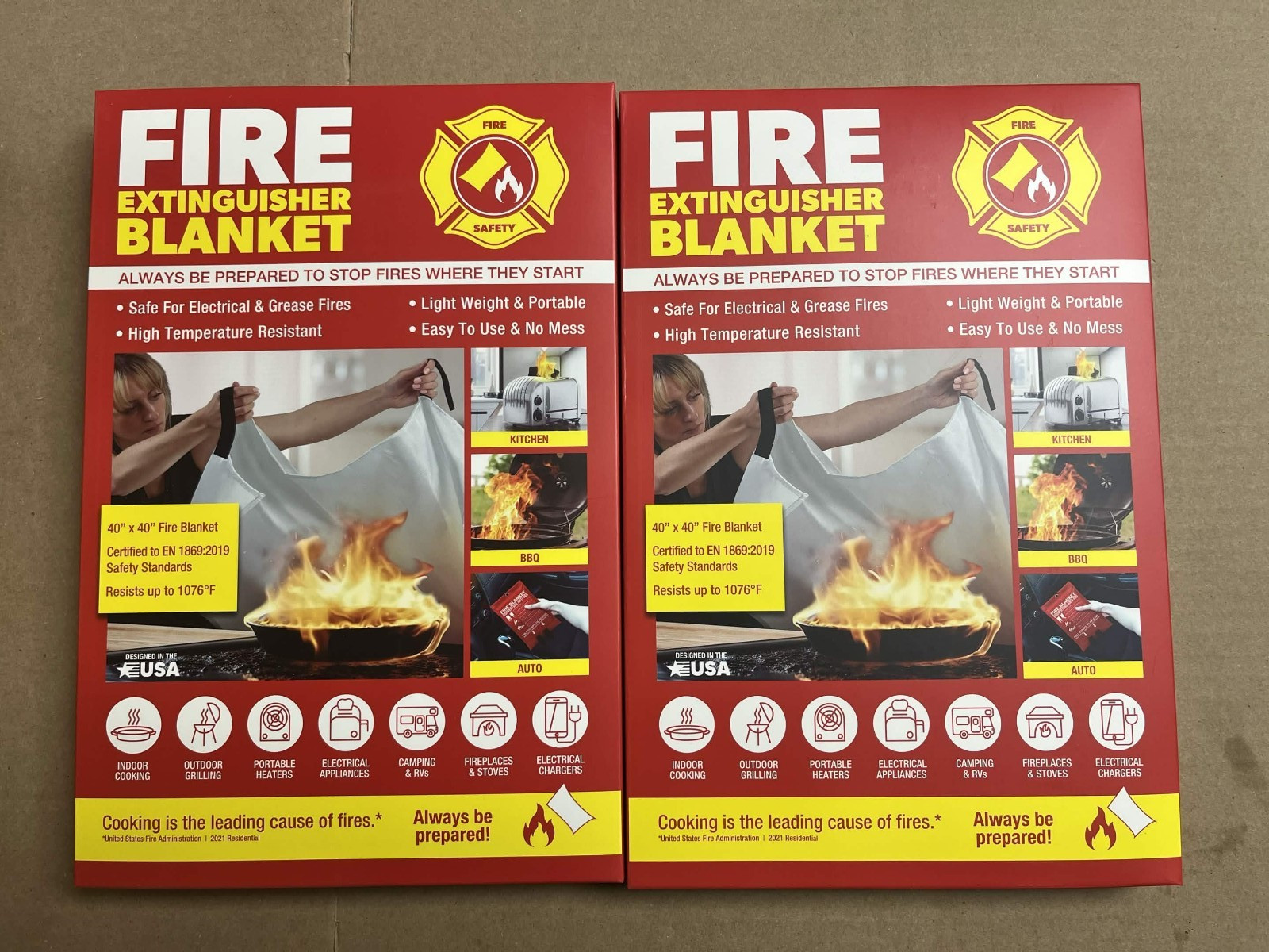 Klear Concepts Fire Blanket 2 Pack 40 x 40 Emergency Fire Suppression Kitchen