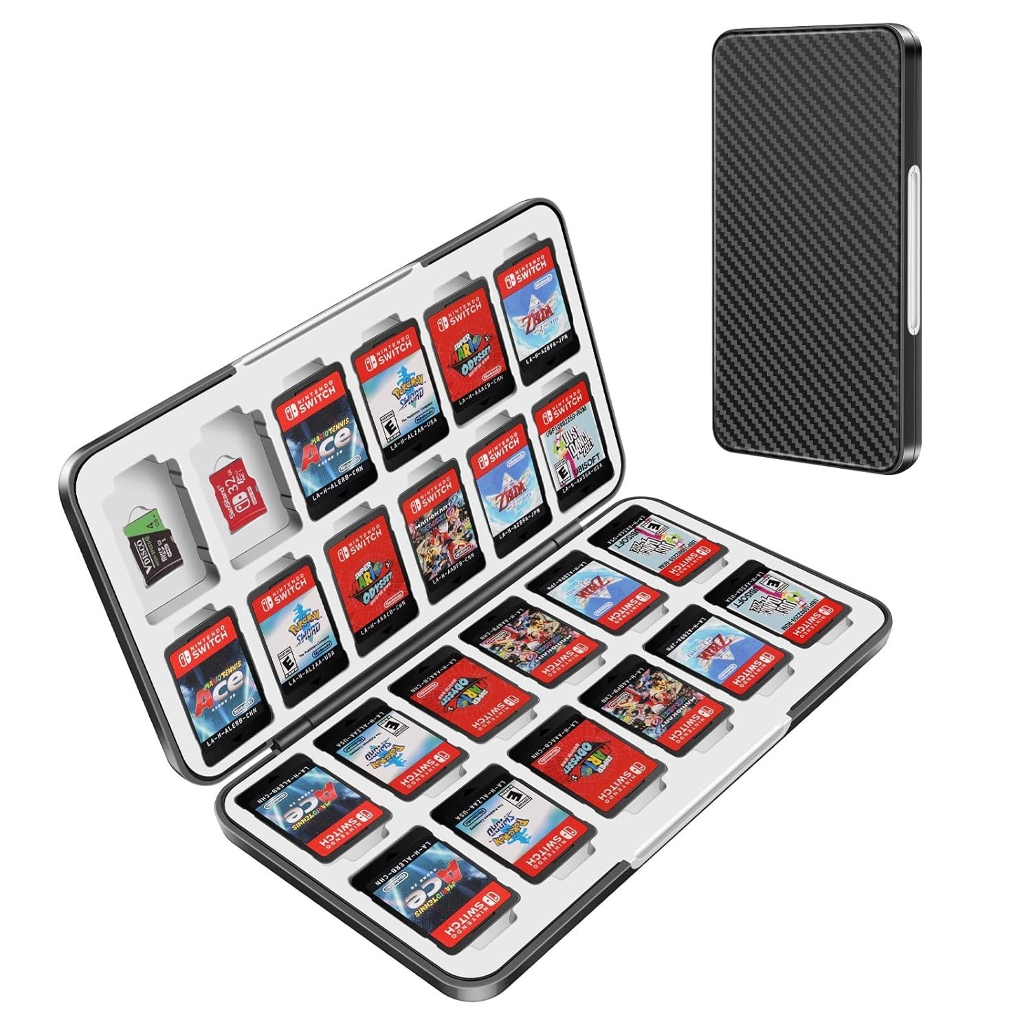 Nintendo Switch Game Card Case Holder 24 Games 24 Micro SD Storage OLED Lite