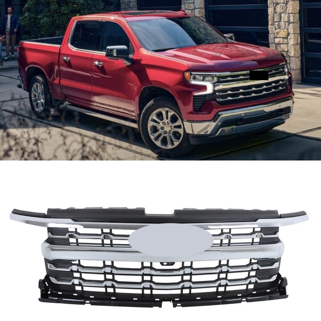 Fit For 2022-2024 Chevy Silverado 1500 LTZ Chrome Front Bumper Upper Grille