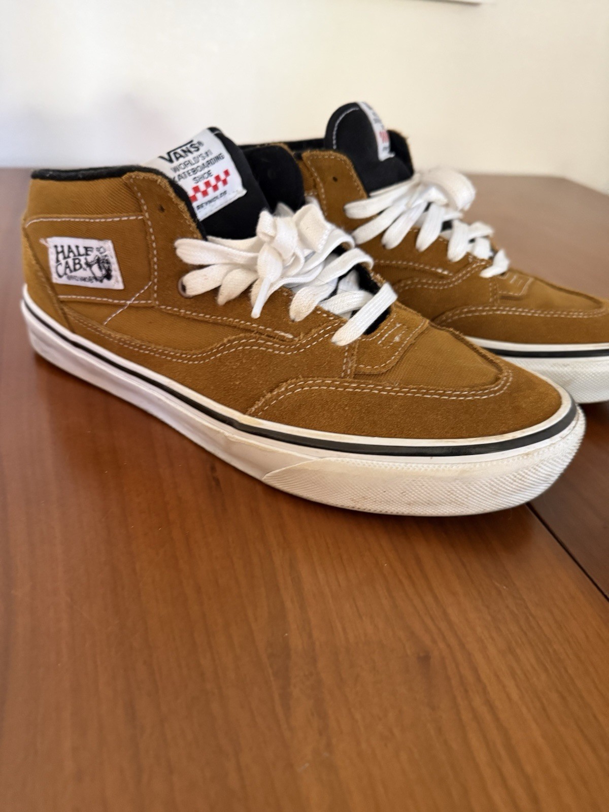 VANS Half Cab Pro Skateboarding Shoes Brown White Skate Shoes - 10.5 Reynolds
