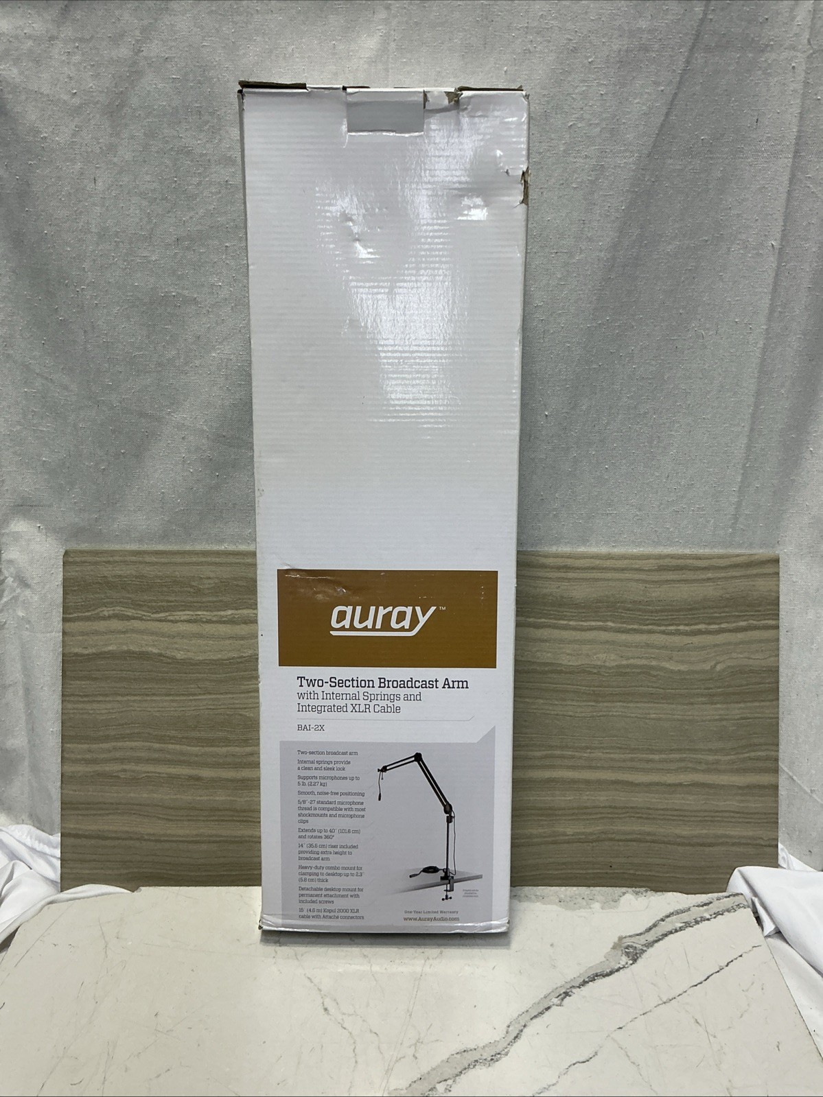 Auray BAI-2X Two-Section Broadcast Mic Arm Internal Springs Integrated XLR
