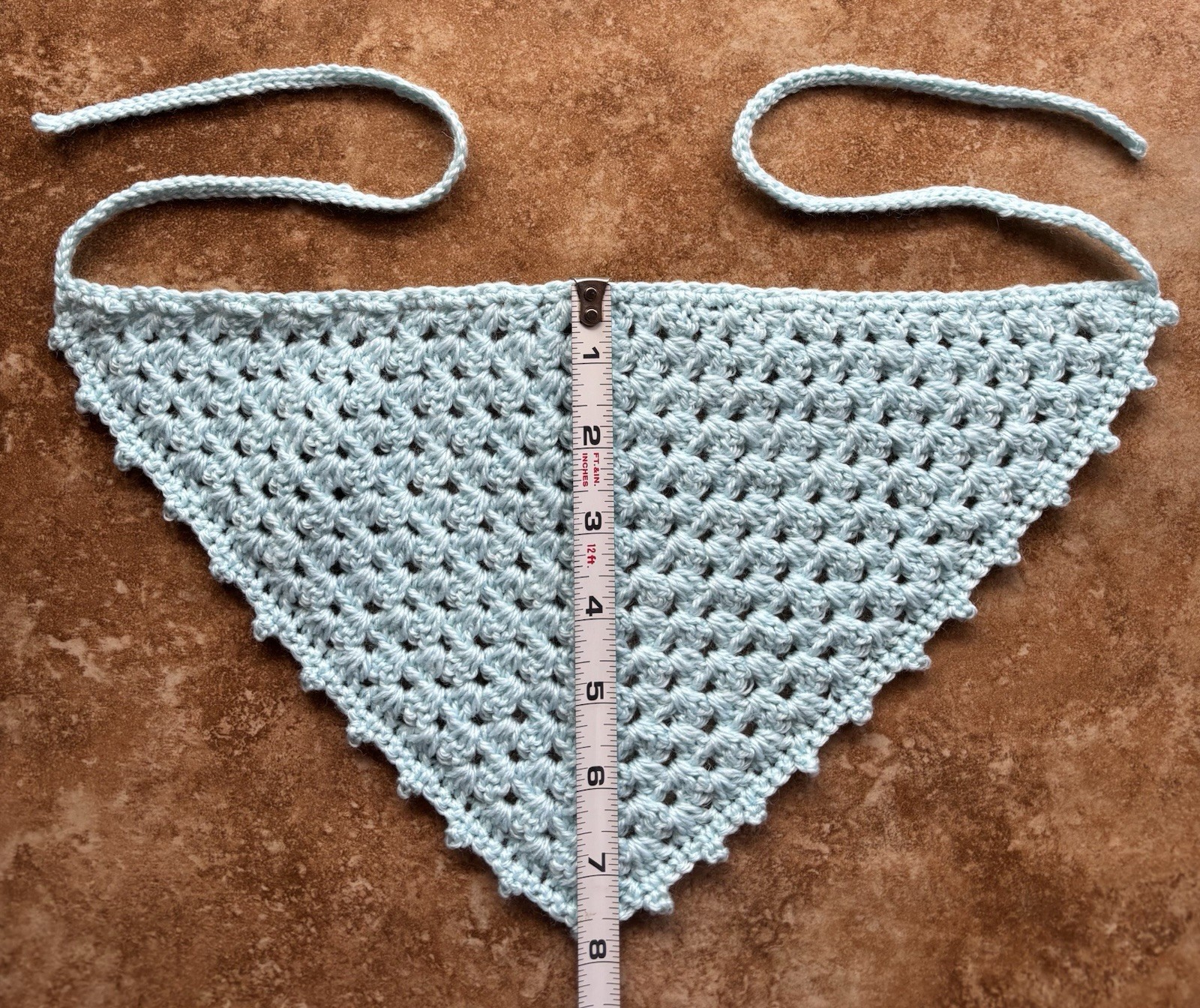 Handmade Crochet Bandana; Granny Stitch And Turquoise Color