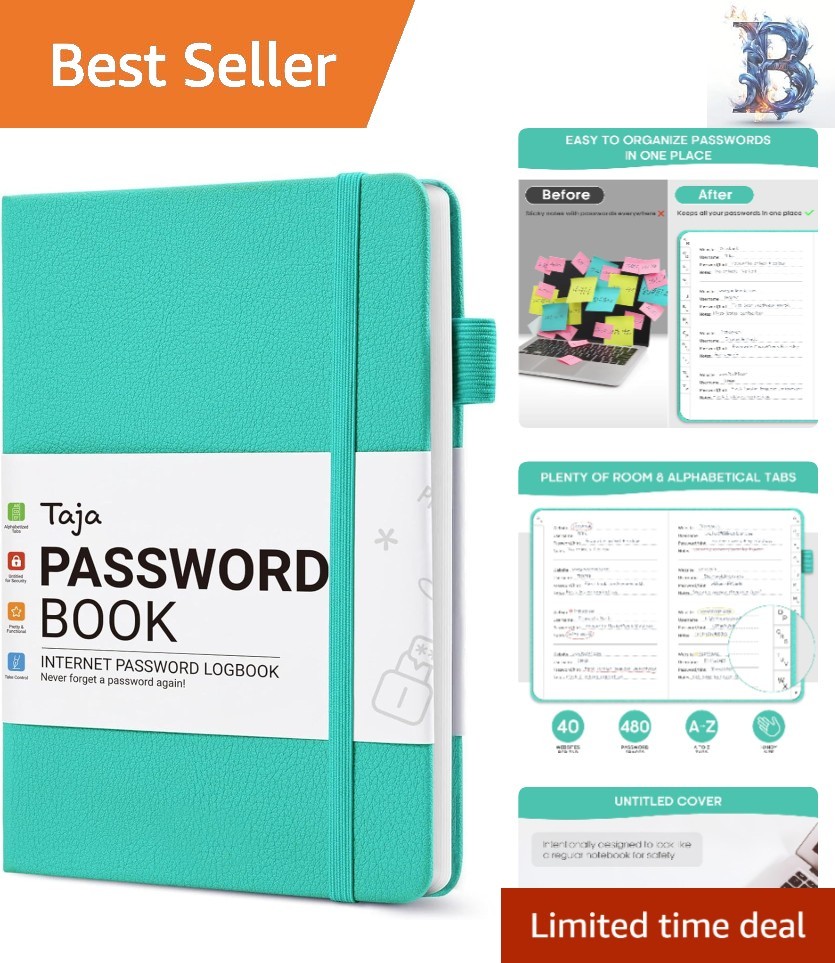 Elegant Password Keeper Notebook with Alphabetical Tabs - Soft Cover for Seniors