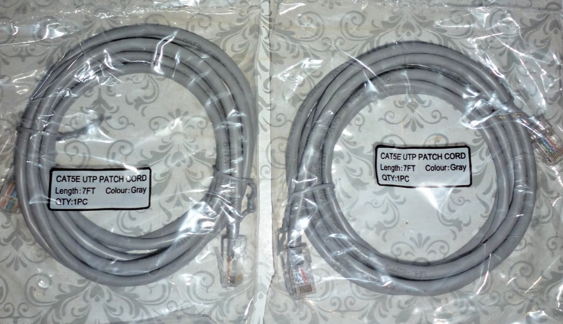 CAT5E GRAY UTP PATCH CORD 7' TWO PACK ###