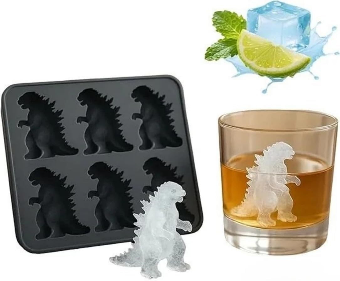 Dinosaur-Shaped Ice Tray with Lid – 3D Silicone Ice Mold for Cocktails and Whisk