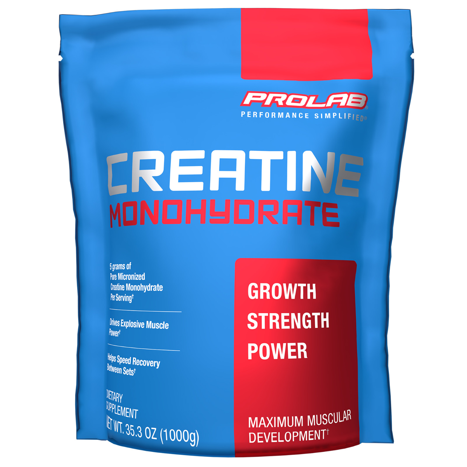Prolab Creatine Monohydrate Micronized Powder 1000g, 200 Serv 5g Muscle Strength