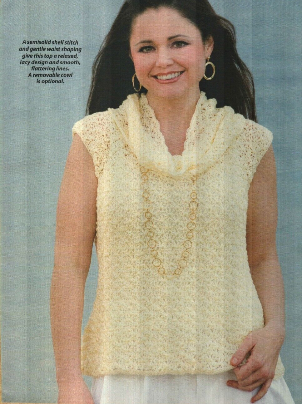 LUCY SHELL & COWL TOP 5 SIZES WOMEN'S CROCHET PATTERN INSTRUCTIONS