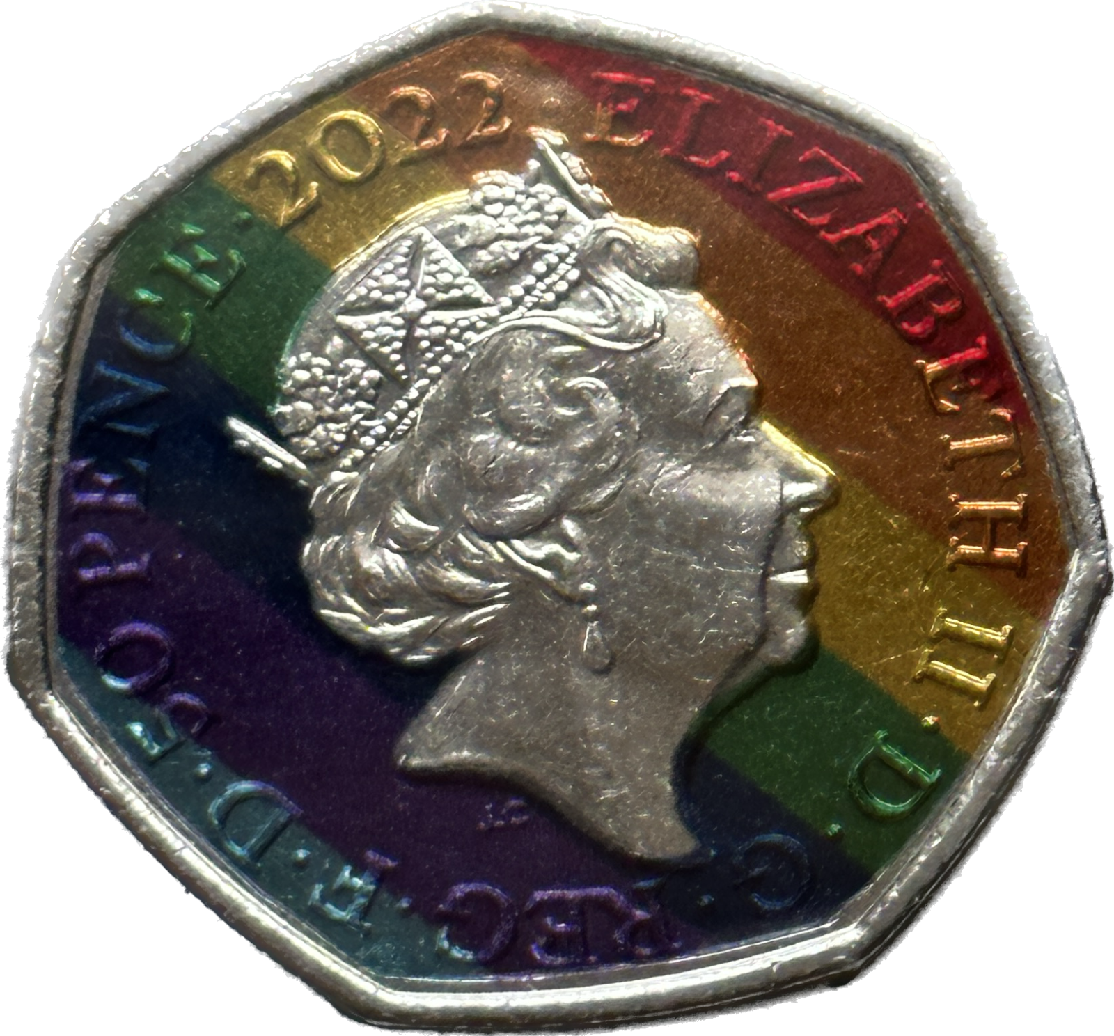 LGBT PRIDE Rainbow COIN (UK , 2022)- Colorized coin with display frame