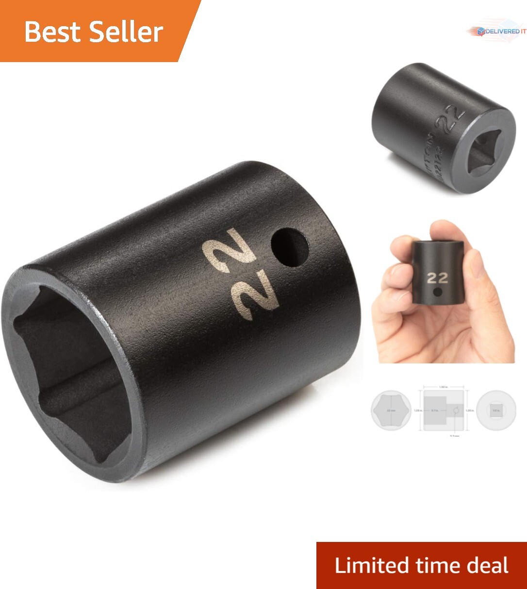 Professional 22 mm 6-Point Impact Socket - 1/2 Inch Drive for Universal Use