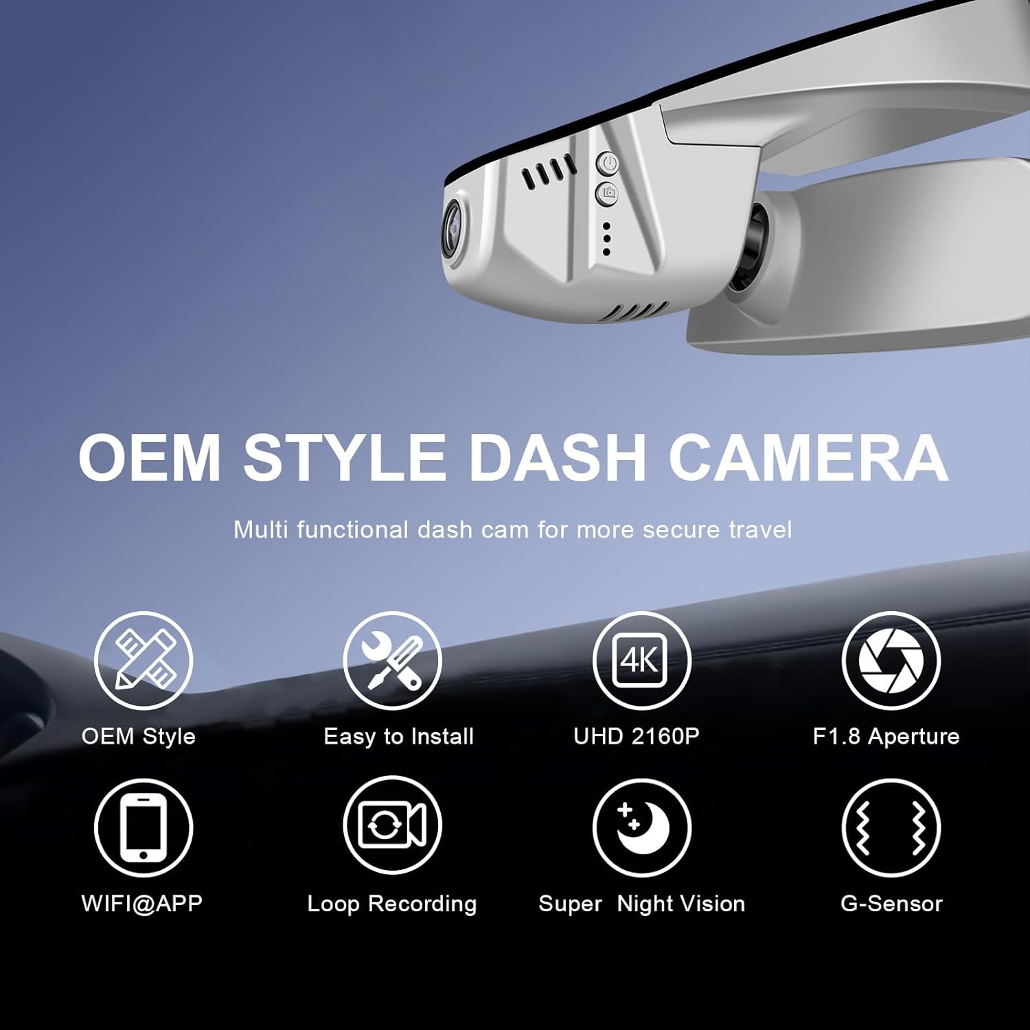 Front 4K/Rear 1080p Dash Cam for VW Passat B8 2015-2024 App WiFi Loop Recording